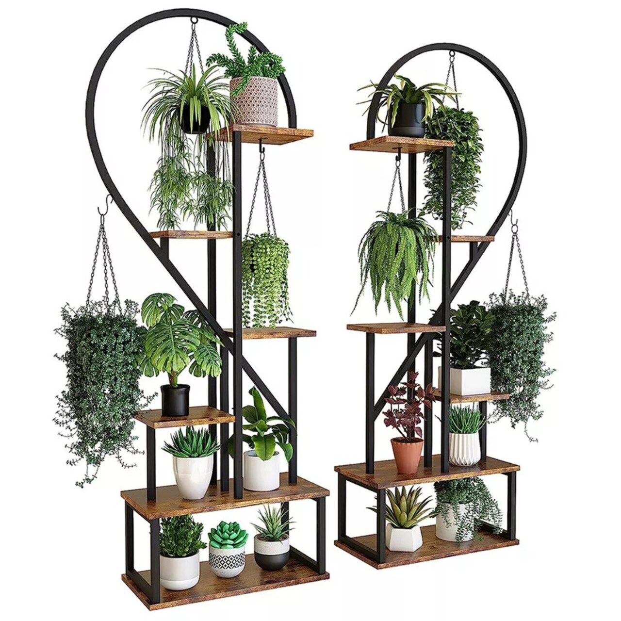 "2 Pack Large Plant Stand Indoor Premium Half Heart Plant Shelf with Hanging Hook "